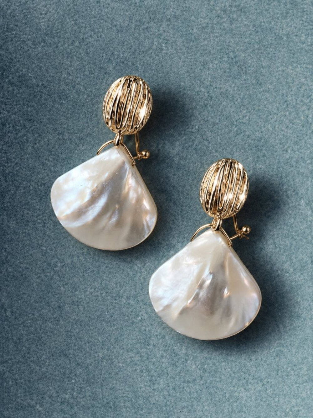Anthropologie 18K Gold Mother of Pearl Statement Drop Earrings